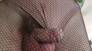 Kleid und Netzstrumpfhosen