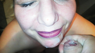 Blonde Hungarian wife sucks her husband's friend's dick and