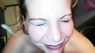 Blonde Hungarian wife sucks her husband's friend's dick and