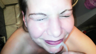 Blonde Hungarian wife sucks her husband's friend's dick and
