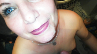Blonde Hungarian wife sucks her husband's friend's dick and