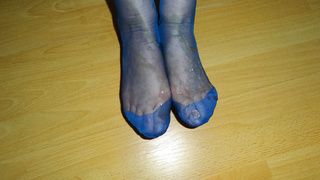 Sperma auf die Nylonfüße