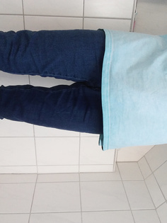 Zum Einkaufen in meiner Jeggings, mit Nylons drunter.