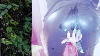 Outdoor Wichsen auf Lauras prallen Gummiarsch gespritzt